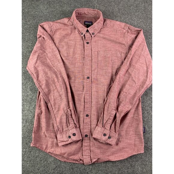 PATAGONIA Organic Cotton Mens Button Down Long Sleeve Shirt Size M Wine - Picture 1 of 7